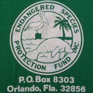 Vintage 1980s Endangered Species Protection Green T-Shirt XL