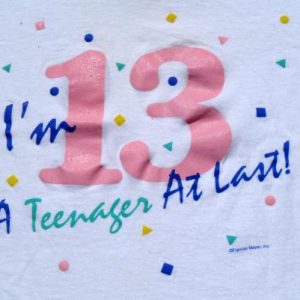 Vintage 1980s 13 Teenager At Last White Souvenir T-Shirt XL