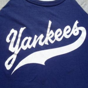 Vintage 1980s Blue and Gray New York Yankees Jersey T Shirt