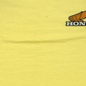 Vintage 1980 Honda Custom Motorcycle Yellow Cotton T Shirt M