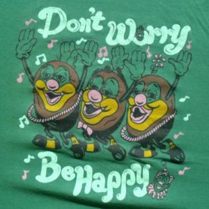 Vintage 1980s Dont Worry Be Happy Green T Shirt L