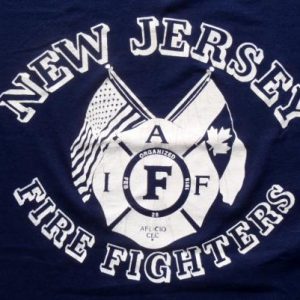 Vintage 1980s New Jersey Firefighters Union Navy T-Shirt L