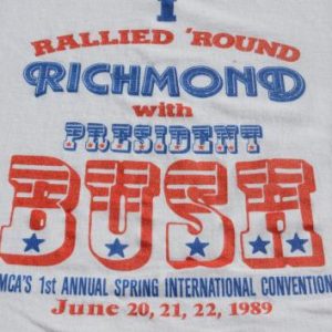 Vintage 1989 George Bush Richmond Rally White T Shirt XL