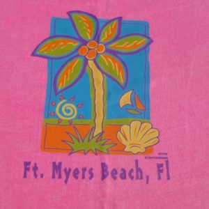 Vintage 1990s Acid Washed Fort Myers FL Souvenir T Shirt L