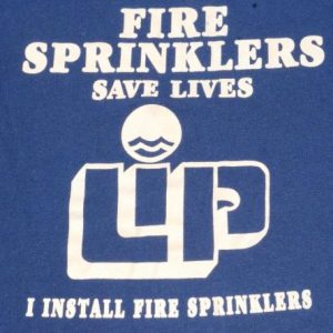 Vintage 1980s Fire Sprinklers Save Lives Blue T-Shirt L