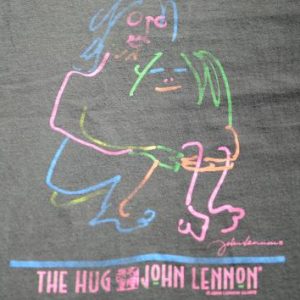 Vintage 1990s John Lennon The Hug Black Cotton T-Shirt XL