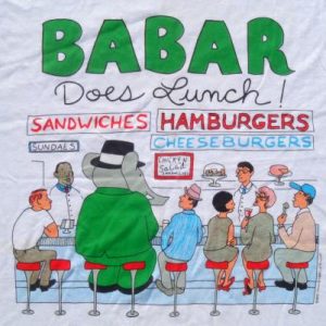 Vintage 1980s Babar Does Lunch HBO White T-Shirt XL