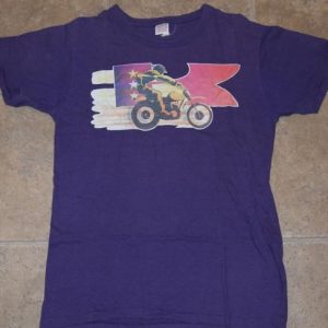 Vintage 1970s Kawasaki Motorcycle Biker Iron On T-Shirt