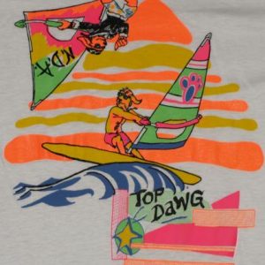 Vintage 1980s NDA Surf Surfing Top Dawg Windsurfing T-Shirt