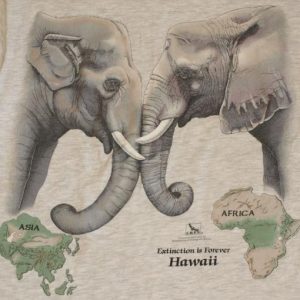 1990s Asia Africa Elephant Hawaii T-Shirt 2-Sided