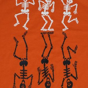 1990s Dancing Skeleton Orange Halloween T-Shirt