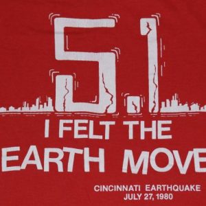 Vintage 1980 Cincinnati Earthquake Red T-Shirt 80s