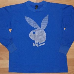 Vintage 1980s Playboy Bunny Blue Logo Long Sleeve Shirt