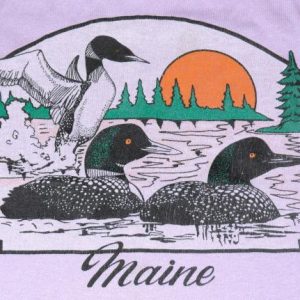 Vintage 1980s Purple MAINE Loon Wildlife T-Shirt 80s