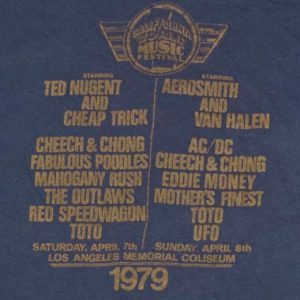 VTG 1979 California Music Festival T-Shirt Van Halen AC/DC