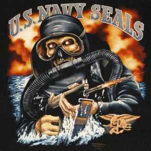 Vintage 1980's 3D Emblem USA Navy Seals T-Shirt