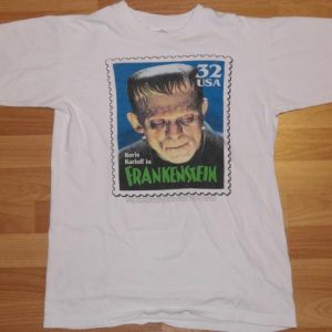 Vintage Frankenstein Boris Karloff Monster Stamp T-Shirt