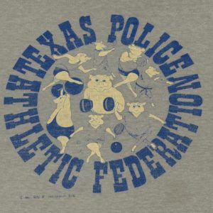 Vintage 1980s Texas Police Athletics Pigs Grey T-Shirt 80s