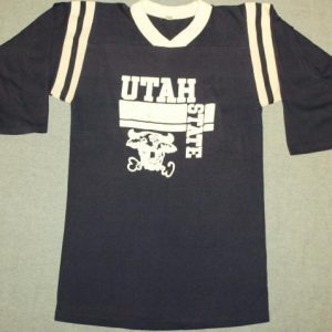 Vintage Utah State Football Jersey Style Shirt 3/4 Sleeve