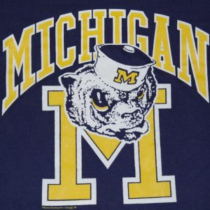 Vintage 1980s University Michigan Wolverines Blue T-Shirt