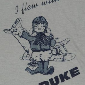 Vintage 1980s I Flew With Duke Screen Stars Airplane T-Shirt