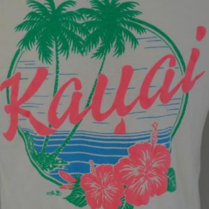 Vintage 1980s KAUAI Hawaii Yellow Beach Palm Trees