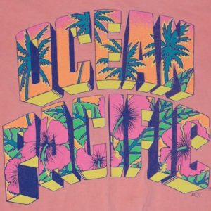 VTG 1980s OCEAN PACIFIC OP Half Belly Surfing Beach T-Shirt