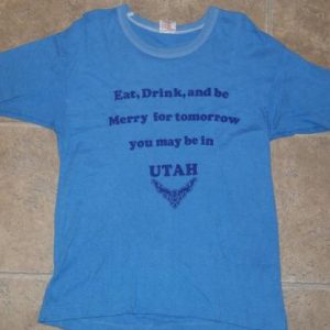 Vintage 1970s Funny Utah Blue Rayon T-Shirt