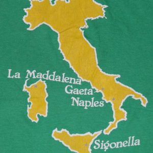 Vintage 1980s ITALY Map Green Soft Thin T-Shirt 80s Tee