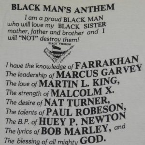 VTG Black Man's Anthem BFFC T-Shirt Malcolm X Bob Marley