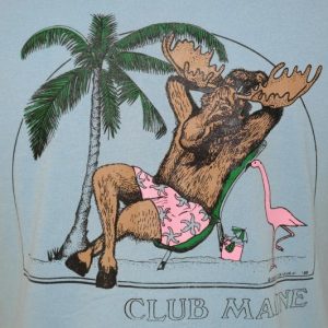 Vintage 1980s Club MAINE MOOSE T-Shirt Blue