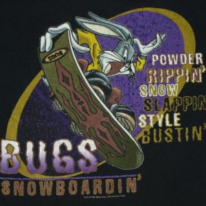 Vintage 1990s Bugs Bunny Snowboarding Snowboard T-shirt