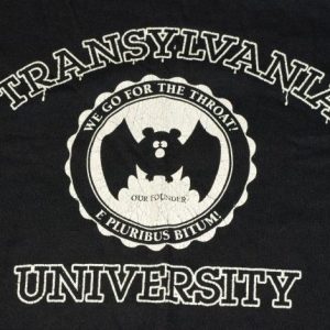 Vintage 1980s University of Transylvania Vampire Bat T Shirt