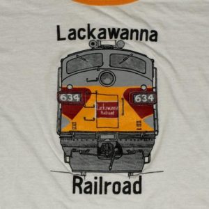 Vintage 1980s Lackawanna Railroad Train T-Shirt Ringer