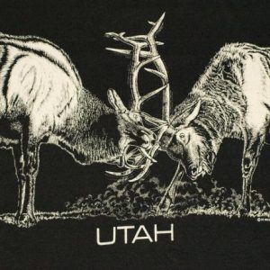 Vintage 1991 Utah Elk Black Wildlife T-Shirt 90s