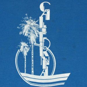 Vintage 1980s California Palm Tree Blue T-Shirt Soft Thin