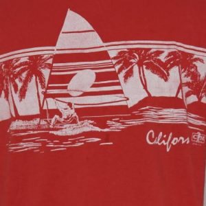 Vintage 1980s California Surfer 1985 Red T-Shirt Beach