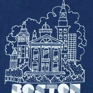 Vintage 1980s 80s Boston Massachusetts Mass Navy Blue Shirt