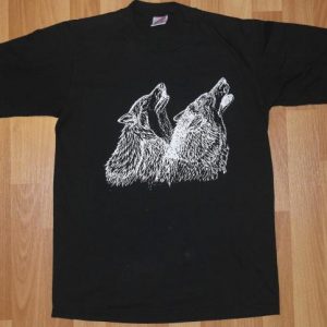 Vintage 1980s Alaska Hybrid Wolf Black T-Shirt 80s