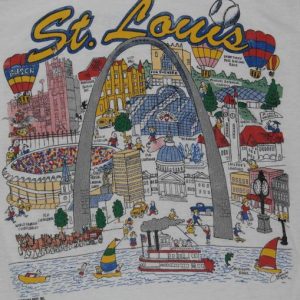 Vintage 1991 ST LOUIS City Art Cartoon Tourist T-Shirt