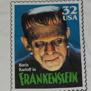 Vintage 1990s Boris Karloff Frankenstein US Stamp T-Shirt