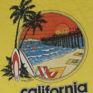 VTG 1980s California Beach Sunset Surfing Soft Thin T-Shirt