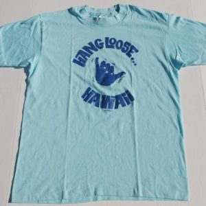 1980s HAWAII Hang Loose Light Blue Indie Shirt 50/50