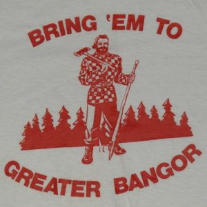 Vintage 1970s Paul Bunyan Bangor Maine White T-Shirt