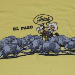 Vintage 1980s El Paso Texas Armadillo Yellow T-Shirt