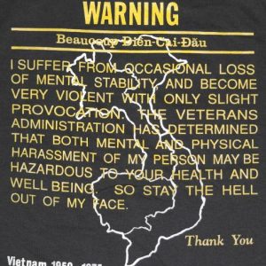 Vintage VIET NAM Veteran Warning Black T-Shirt NEVER WORN