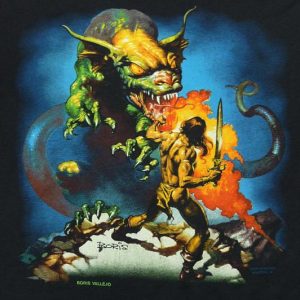 VINTAGE 80s BORIS VALLEJO FANTASY HEAVY METAL DRAGON T-SHIRT