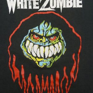 VINTAGE 80'S WHITE ZOMBIE MAKE THEM DIE SLOWLY T-SHIRT L/XL