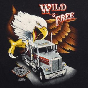 3D EMBLEM TRUCKERS ONLY WILD & FREE EAGLE T-SHIRT M