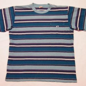 Vintage 80's HANG TEN Striped Stripe Pocket Surfer T-Shirt